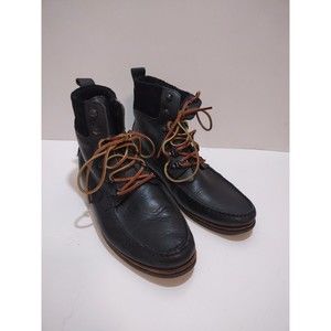 H By Hudson Men's 44 Black Leather Moc Toe Chukka Boots Portugal Made